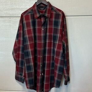 croft & barrow Men's Burgundy and Navy Plaid Button-Down Shirt